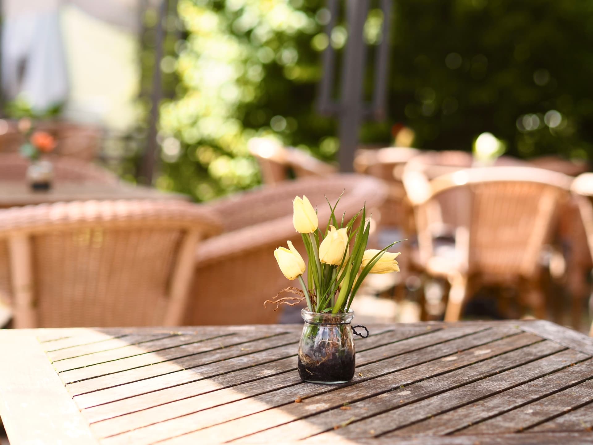 Liebevoll dekorierter Gastraum im Café Panini